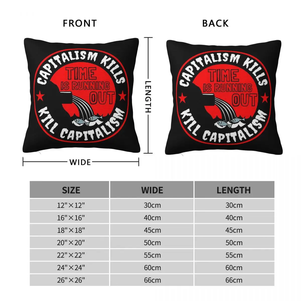 Capitalism Kills Square Pillowcase Pillow Cover Polyester Cushion Zip Decorative Comfort Throw Pillow for Home Sofa