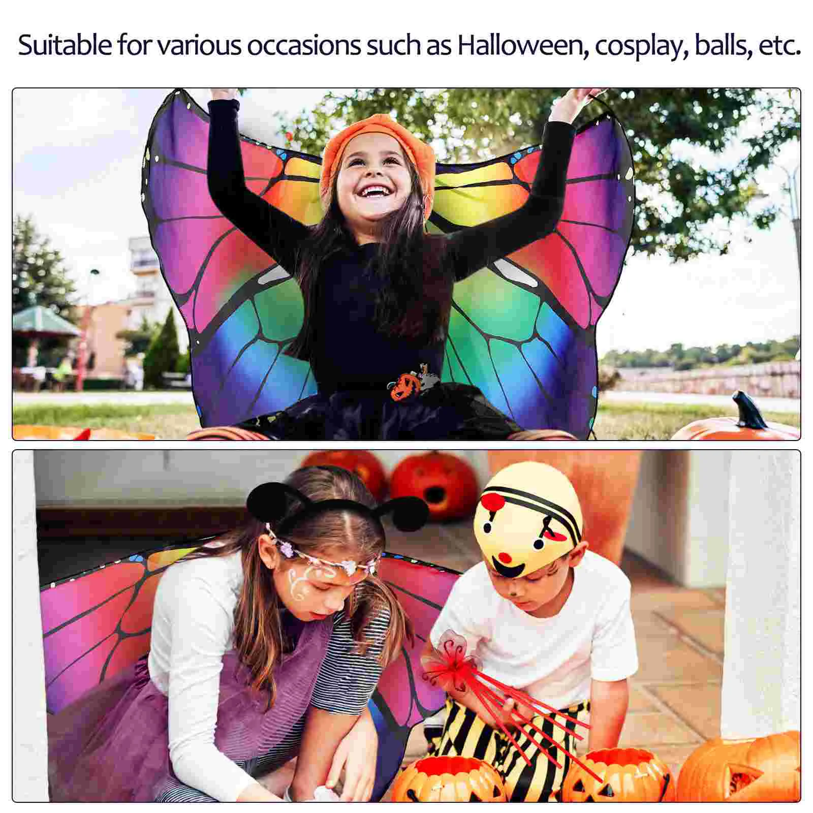 Halloween Gift Children's Cosplay Simulation Butterfly Wings Cloak Costume Props 3-piece Set Girls Outfit Accessories Kids