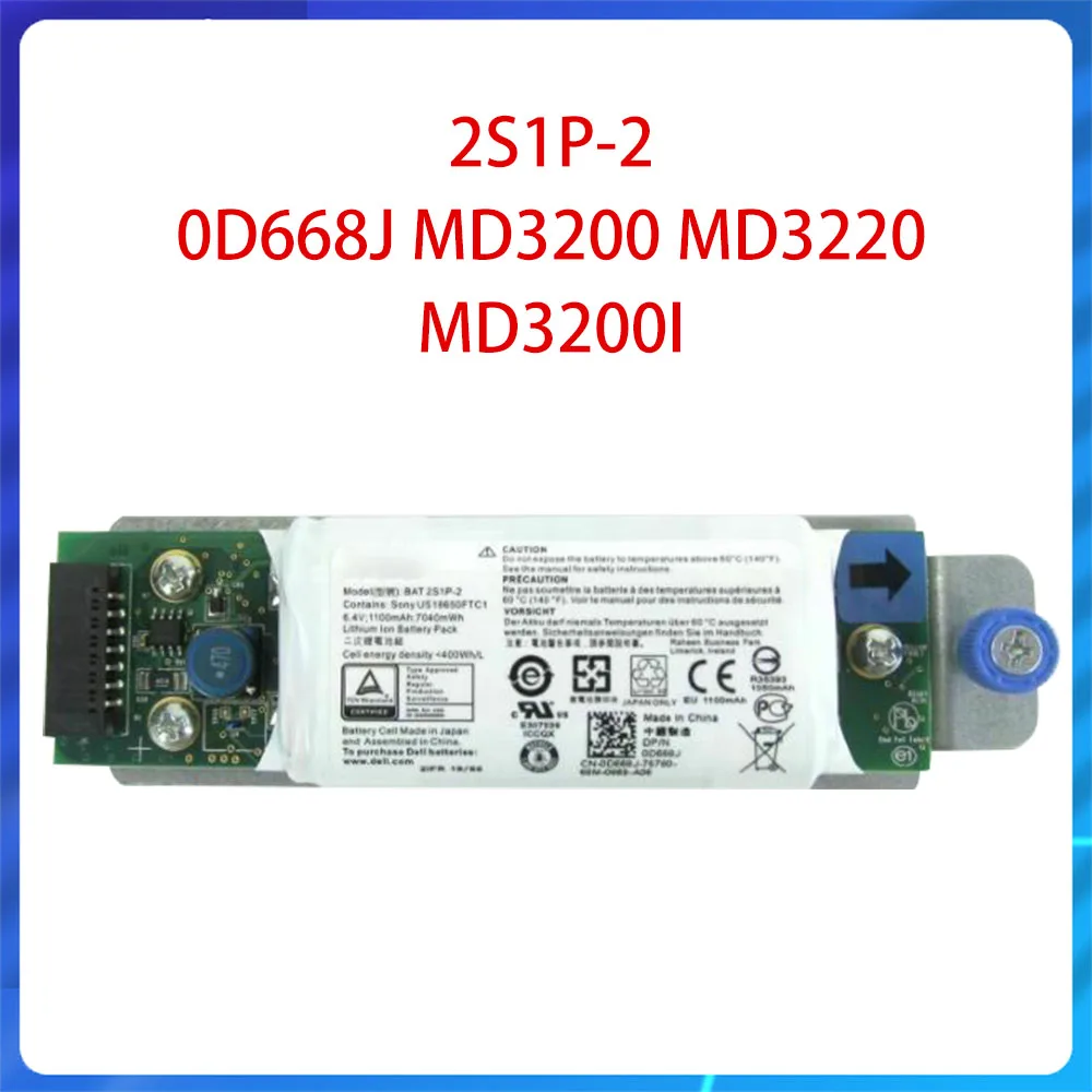 Batería de almacenamiento inteligente, controlador Raid PowerVault MD3200/MD3220/MD3200I, 6,6 V, 1,1 Ah, 7,26 WH, BAT 2S1P-2, 0D668J, D668J, nuevo y Original