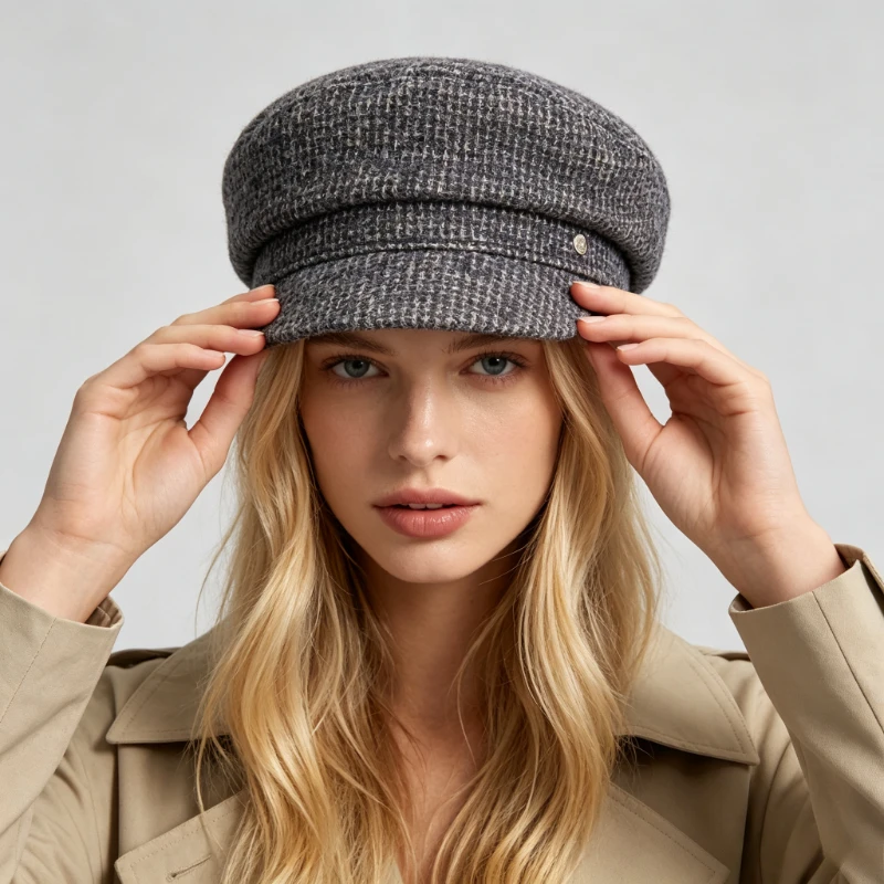 Retro Vintage Solid Color Newsboy Hats for Women Men Stylish Black Velvet Octagonal Hat Flat Top Visor Painter Caps Boina Mujer