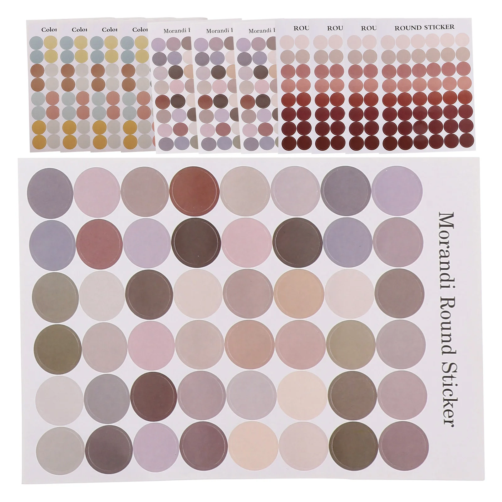12 Sheets Earth Color Round Stickers Dot Circle Labels Portable Envelop Scrapbook Paper Multi-function Envelope Accessory