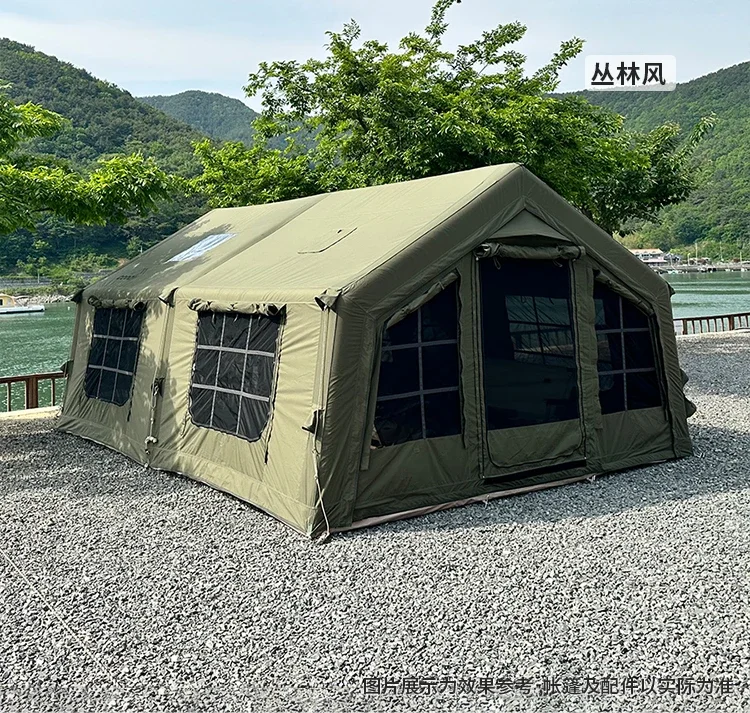 

13.6 Inflatable Tent Outdoor Army Green Spring/Summer Canopy 2-in-1 Ridge Tent Camping for 3-4 People