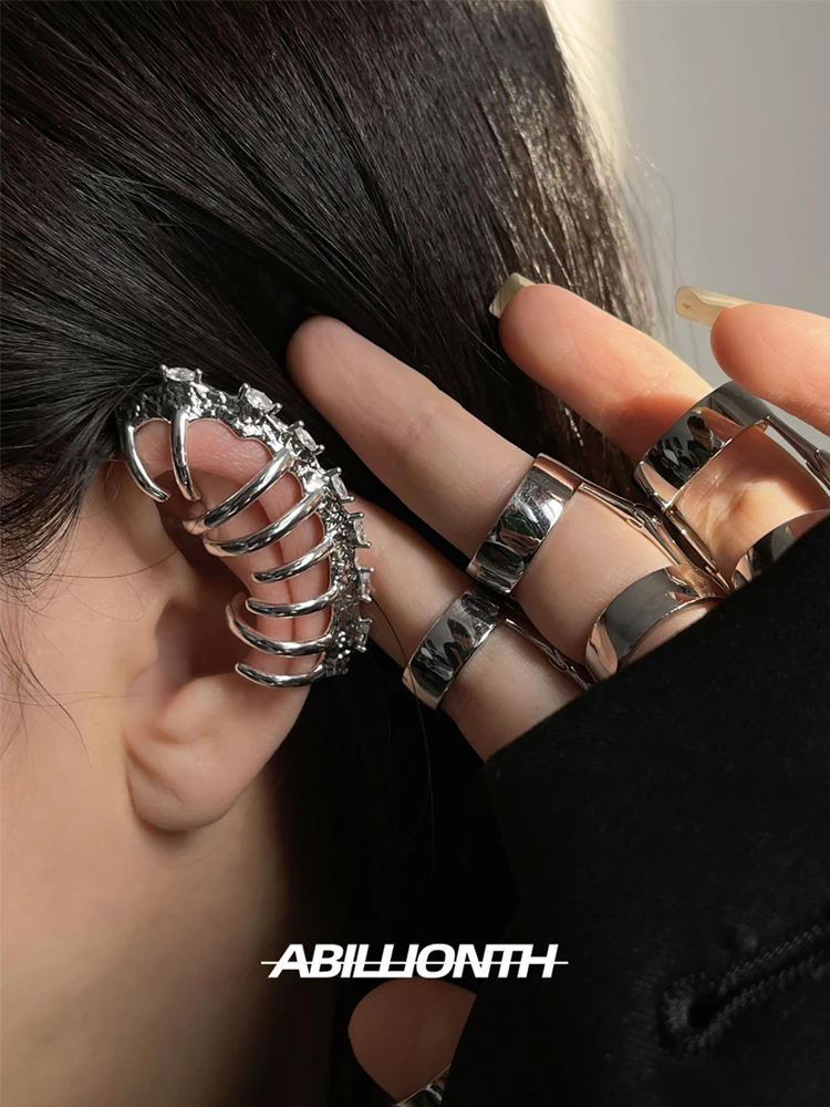 New Y2K Vintage Fashion Elegant Punk Elf long ear clip Crystal Rhinestone Design Cool Ear Cuff Wrap Stud Clip Earring