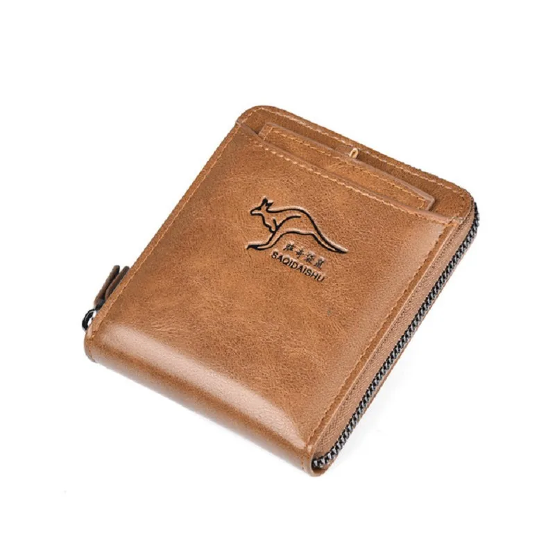 

Men's PU Wallet Anti-Theft RFID Shield Zipper Card Holder Small Short Business Purse Money Bag Leisure Gift