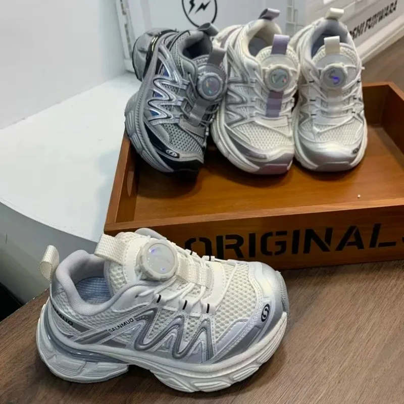 2026 Spring Summer New Children's Sports Shoes Rotating Buckle Running Shoes Soft soled Boys and Girls' Casual Sports Shoes