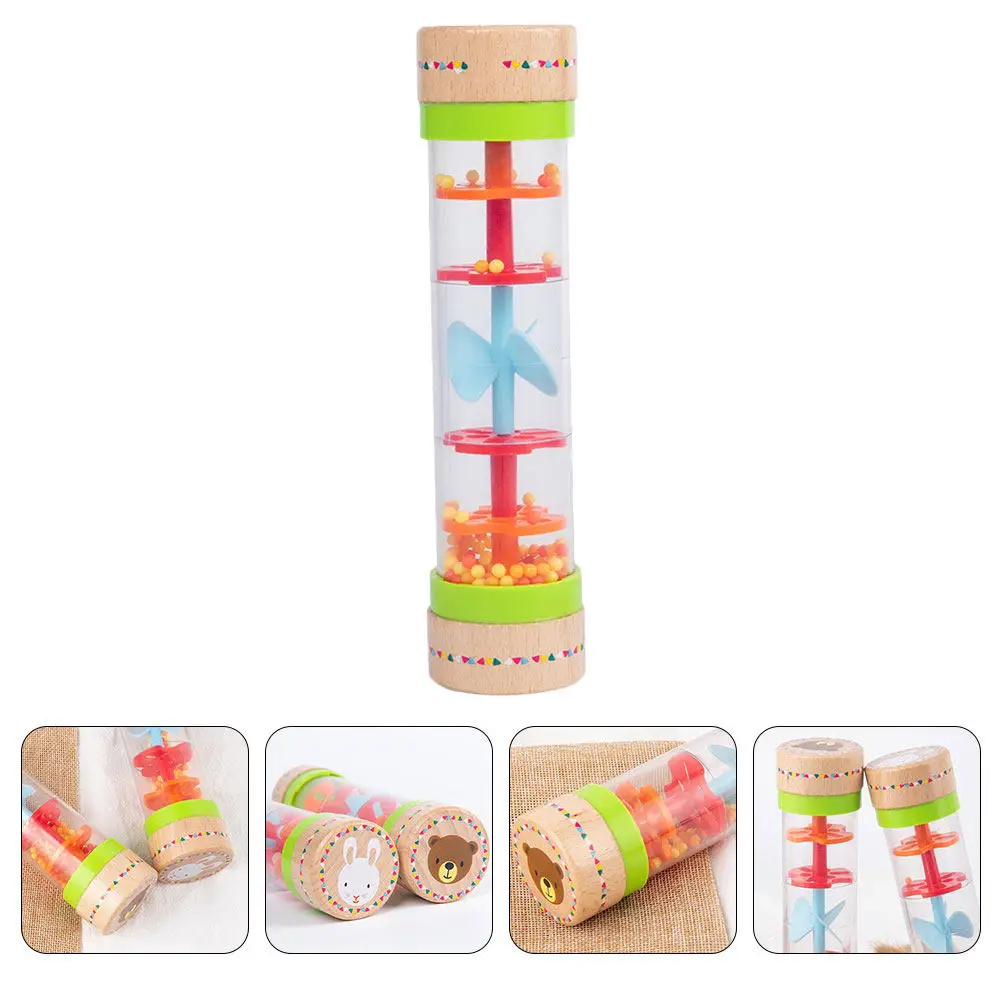 1Pcs Wooden Rain Sound Tube Simulation Stick Educational Shaking Plaything for Early Musical Instruments Cognitive