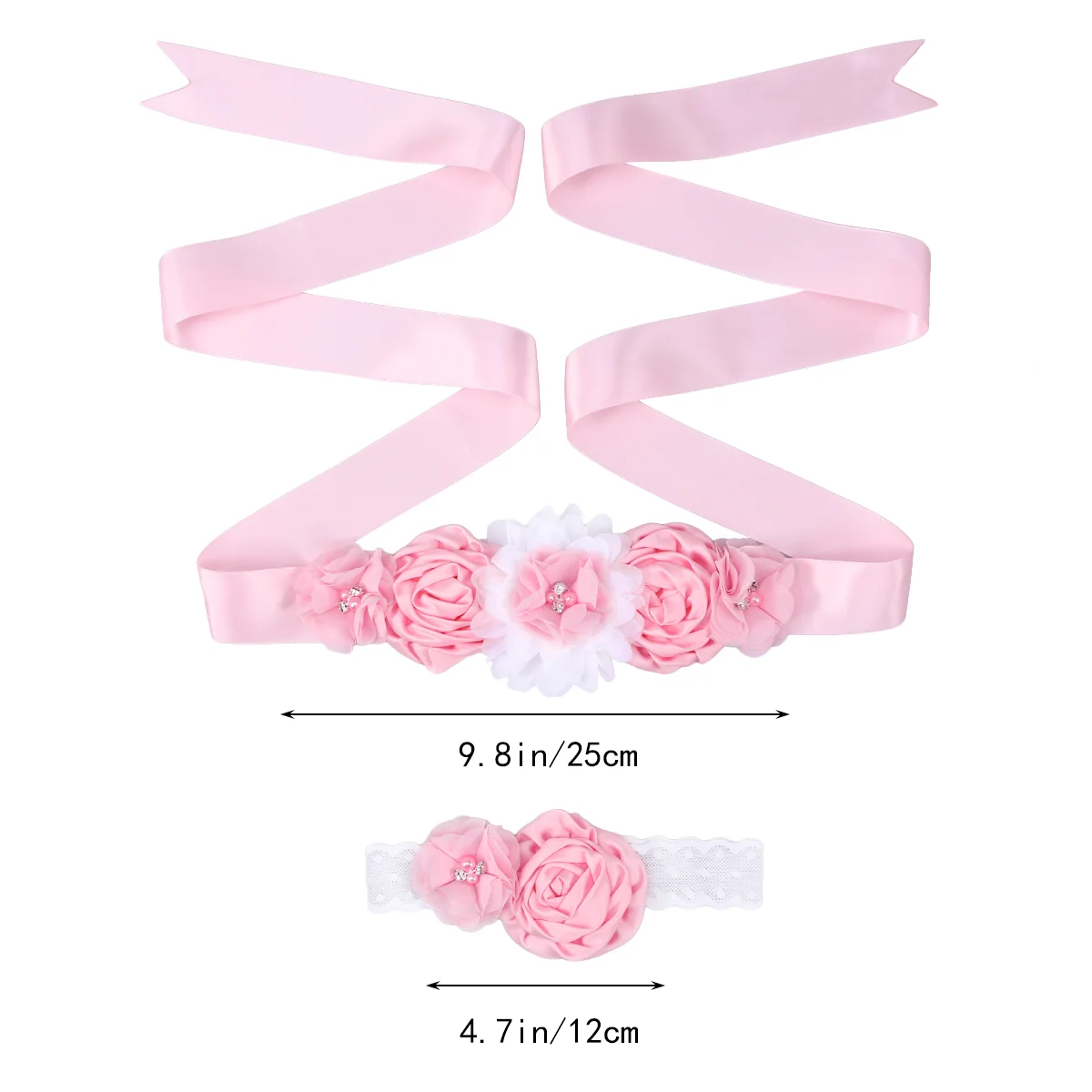 2 Pcs Bride Sash Flower Girl Belt Ribbon Rhinestone Wedding The Flowers Vintage Bridesmaid