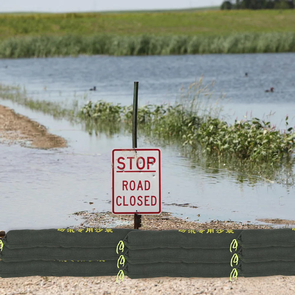 2 Pcs Flood Control Sandbags Prevention Barriers Water Proof Heavy Duty Canvas Protection Filled Stopper