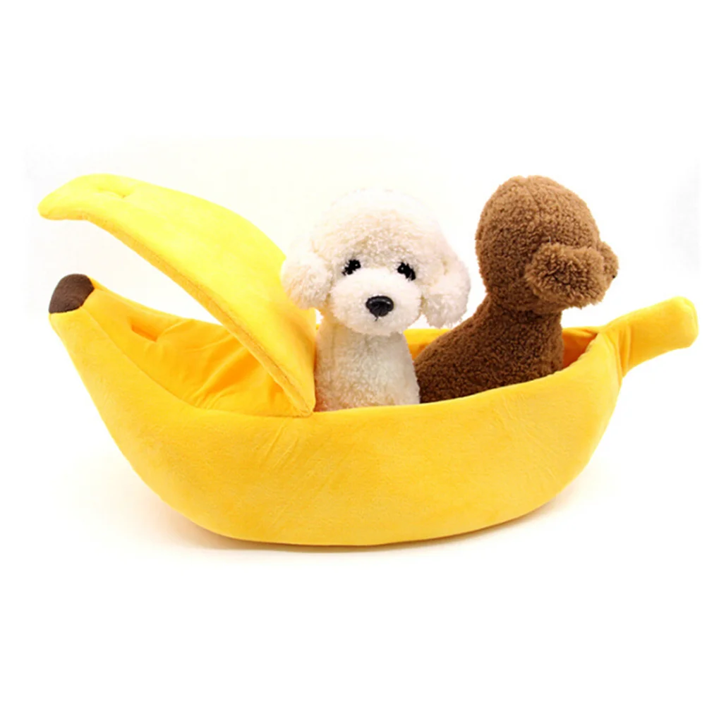 

Detachable Banana Shaped Pet Cushion Dog Puppy Cat Warm Bed House Nest Size S (Yellow) Pet bed house Pet warm house