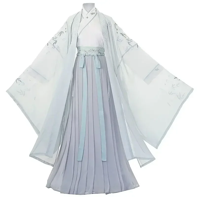 Hanfu de talla grande 4XL para hombres y mujeres, Hanfu bordado chino, disfraz de Cosplay para parejas, vestido elegante, chaqueta Hanfu verde/gris/blanco para hombres