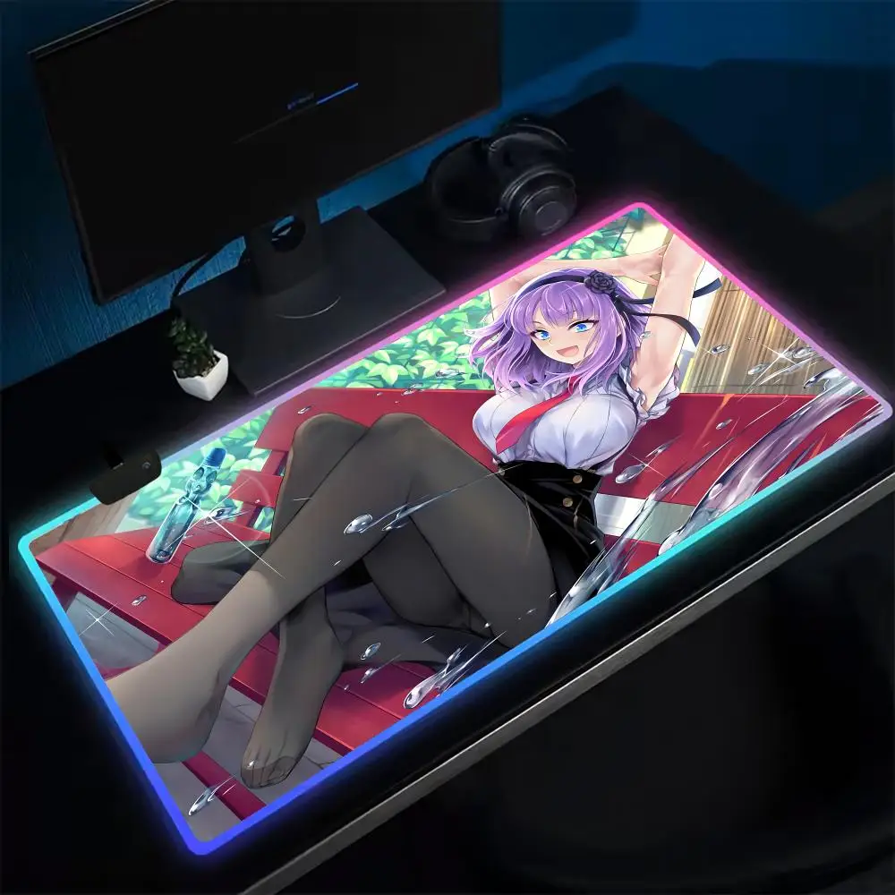 

Game Dagashi Kashi Mouse Pad Anime Gaming Mouse Pad LED Table Pads Backlit Rubber Desktop XXL RGB Desk Mats