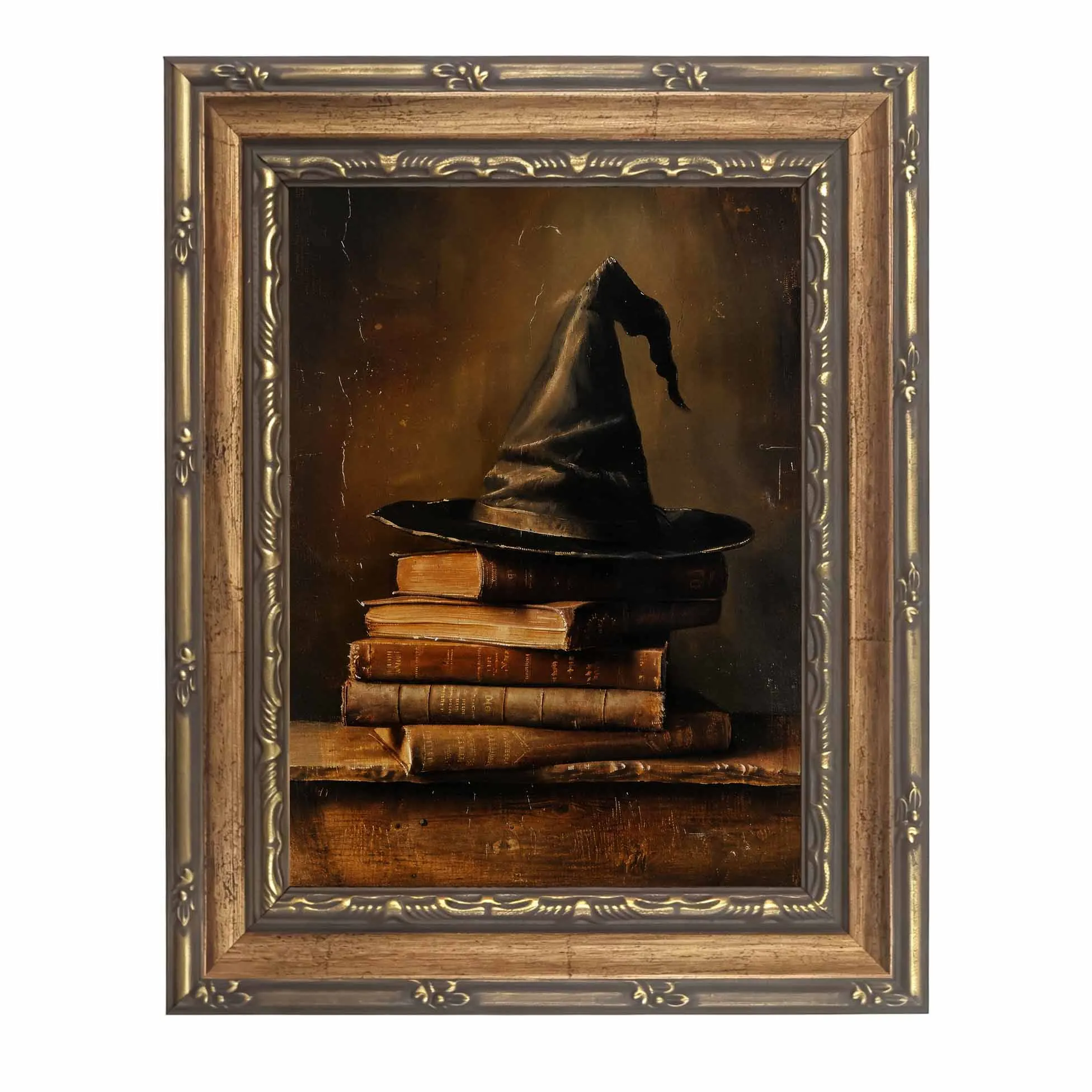Vintage Wizard Hat Canvas Wall Art Dark Academia Magic Books Canvas Print Home Room Wall Decor Poster