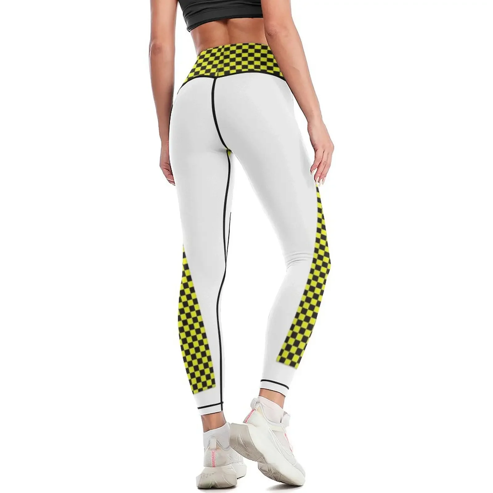 Mallas deportivas a cuadros amarillas para gimnasio, pantalones cortos de entrenamiento, conjunto de fitness, mallas de gimnasio, mallas sexis para mujer