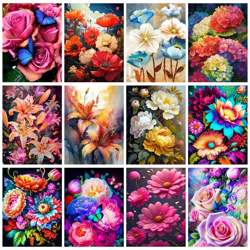 

CHENISTORY 40x50cm Painting By Numbers Colorful Flowers Coloring By Numbers For Adults Canvas Painting Gift Diy Crafts Wall Art