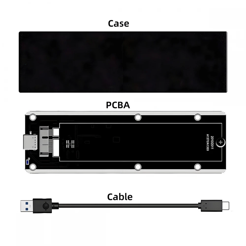 5Gbps USB3.0 Type-C to 12+6Pin Mobile Box USB-C Enclosure for MAC Air Pro 2010 2011 SSD Portable Case