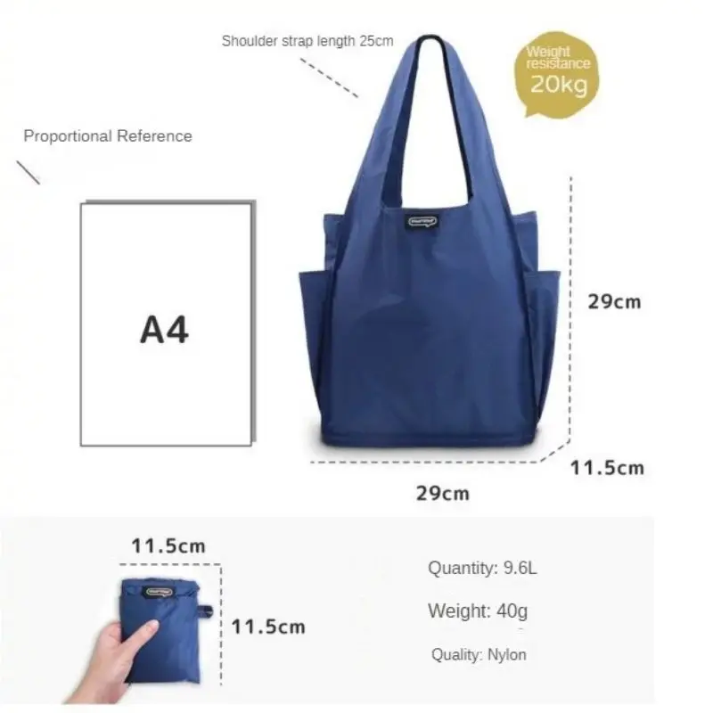 Ne Net Surprised Cat Cartoon Cute Folding Shoulder Bag Large Capacity Nylon Shopping Bag Female Purse Tote Bag Two-piece Set