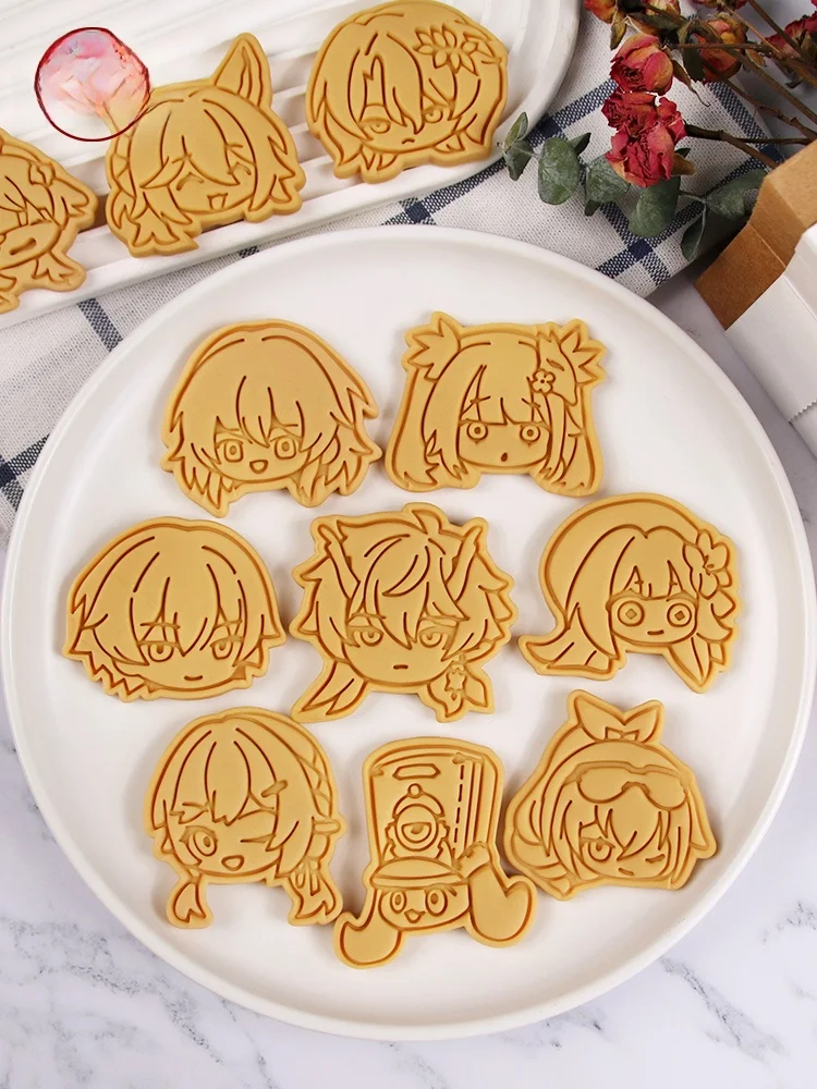 Cartoon Baking Tools Home Use March Seven Cookie Cutter Railway Theme Kitchen Utensils Hand Press Cookie Stamps Non-Stick