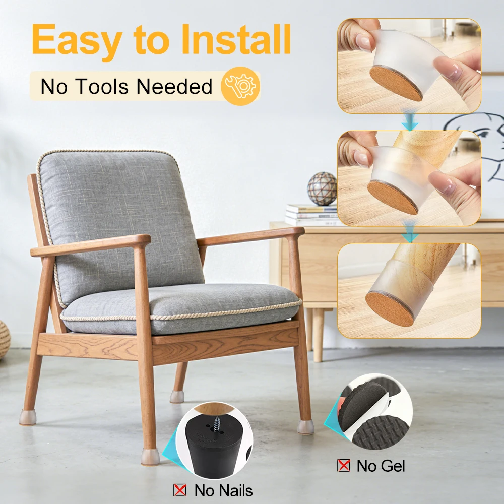 20 Pack Chair Leg Floor Protectors Small, Chair Feet Protectors for Hardwood Floors,Silicone Chair Leg Caps Covers Pads
