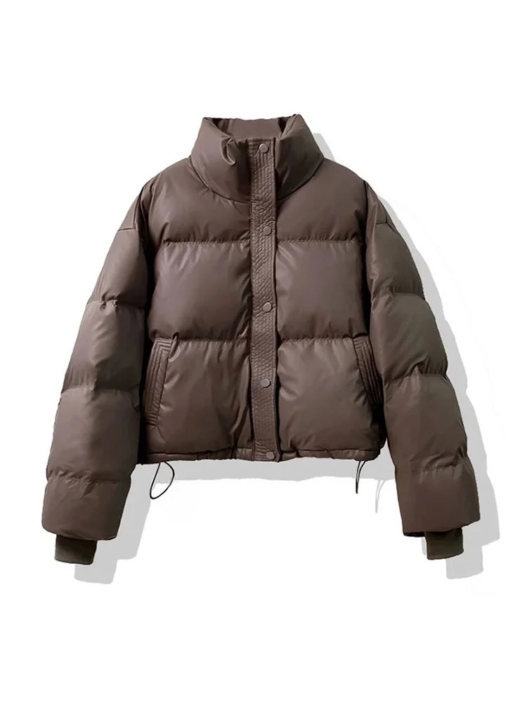 韓国風PUレザーダウンコットンジャケット レディース 2025年新作 冬 小さいサイズ トレンド コットンコート ルーズフィット ロング丈