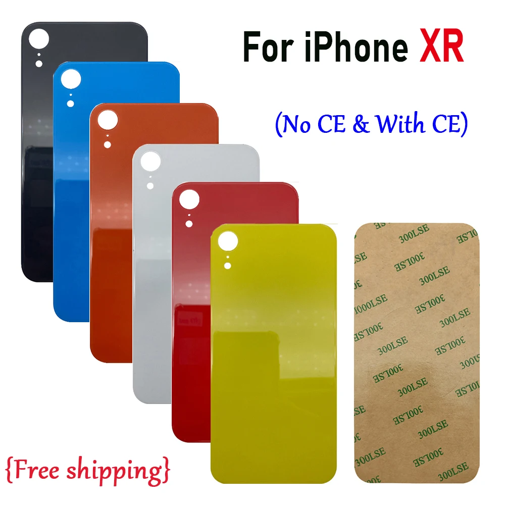 NEW Big Hole For iPhone XR Battery Cover Rear Door Housing Back Cover Glass Plate with Sticker Repair Parts （Free shipping)）