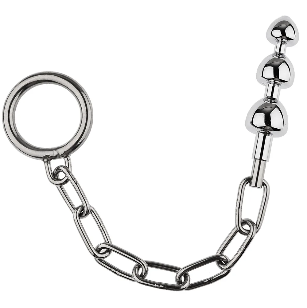 Aldult Metal Sex Toy Anal Plug with Chain Vagina Prostate Massager Butt Plug SM Adult Porn for Men Penis Ring Penis Exercise