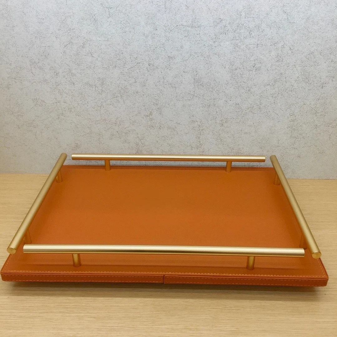 

High-End Leather Handmade Tray Dining Tray Can Be Decorated Hallway Storage Plate Tea Tray Trays Decorative Jewelry Dish