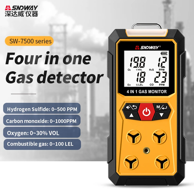 

SNDWAY SW-7500A Four-in-one Toxic And Harmful Gas Detector Combustible Gas Oxygen Carbon Monoxide Hydrogen Sulfide Alarm Tools