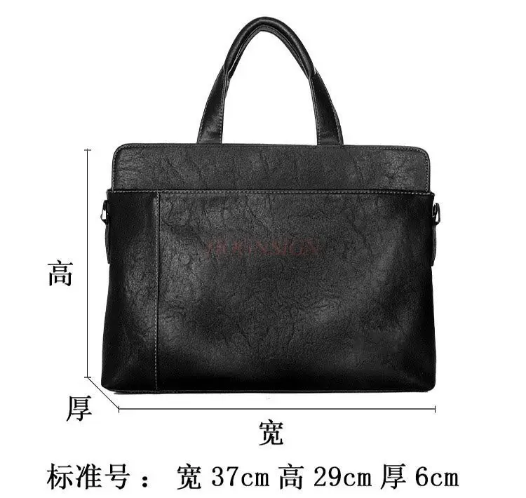 

1pcs Men's handbag, leather briefcase, men's file bag, pure cowhide handbag, large capacity computer bag