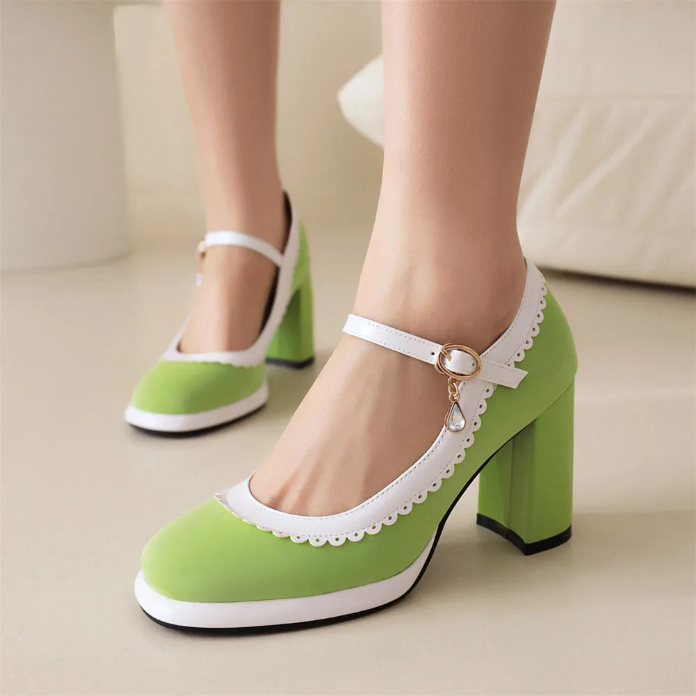 Plus Size 45 New Ladies Platform Mary Janes Pumps Fashion Bow Thick High Heels Pumps Women Party Office Mixed Colors Woman Shoes