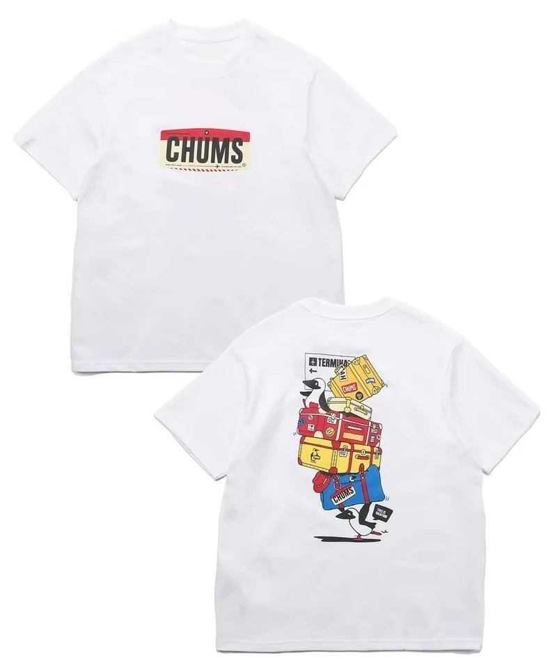 

2025 Chums luggage T-shirt peripheral pattern printing summer luxury brand cotton men's and women's short-sleeved T-shirts