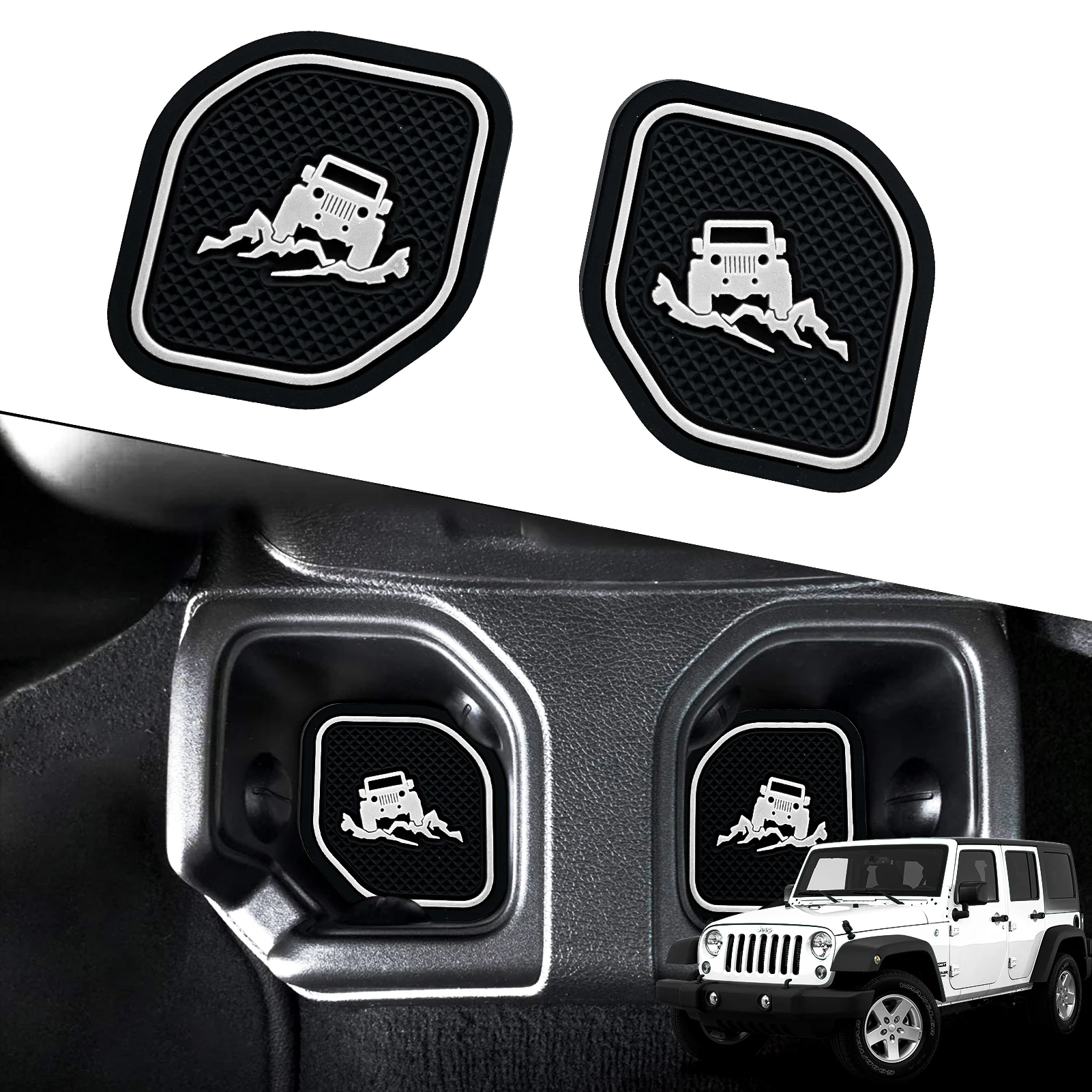 

Non-Slip Car Cup Coaster Slot Pad for Jeep Wrangler Jl Jlu 2020-2022 Year Anti-Slip Mat Pocket Mat Interior Cup Holder Pad