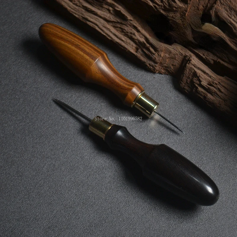 Homemade Handmade Leather Piercing Tools Awl Solid Wood Olive Cone Flat Cone DIY Leather Crafts To Make Through Hole Utensils image 2