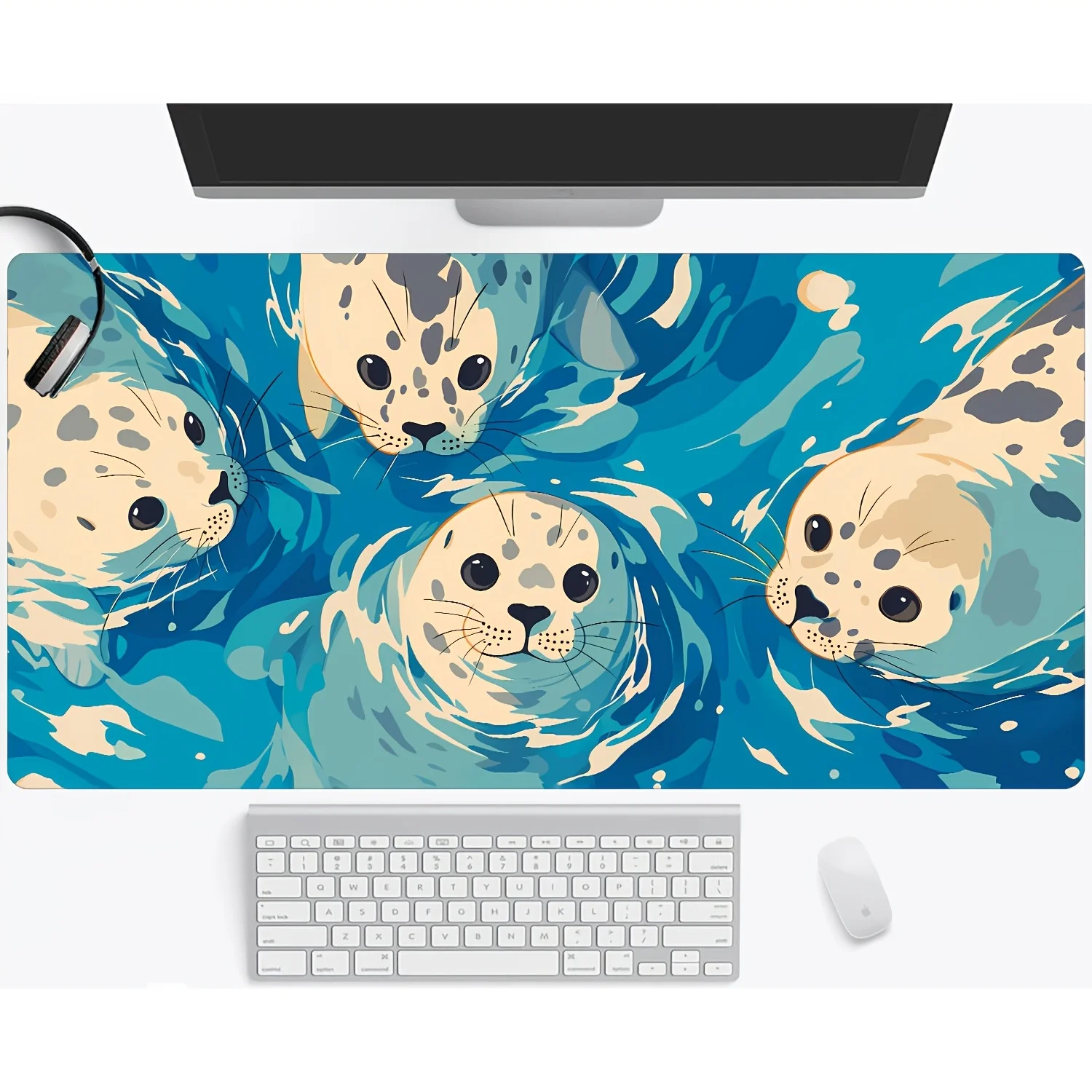 

Large Cute Seal Desk Mat Office Home Non-Slip Rubber Gaming Mouse Pad Keyboard Mat Mousepad Desk Accessories Setup Mouse Mat