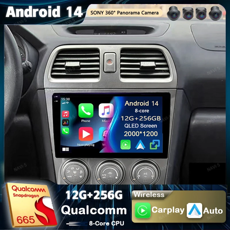 Android 14 สําหรับSubaru Impreza GD GG 2002-2007 2K QLEDสเตอริโอรถวิทยุเครื่องเล่นวิดีโอมัลติมีเดียGPS AI Voice CarPlay 4G Head Unit