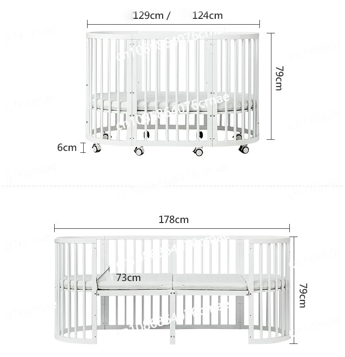 High Quality Cot Baby Bed Adjustable Crib Beech Wood Solid Carton Free Customized Modern Wooden Baby Cradle Cribs for Babies