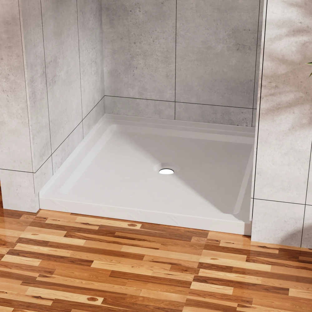 

Душевая подставка Goodyo 36x36x3.3 дюйма, одинарный порог, цвет сланцевый белый, противоскользящая, акриловая, с центральным сливом, без комплекта для слива