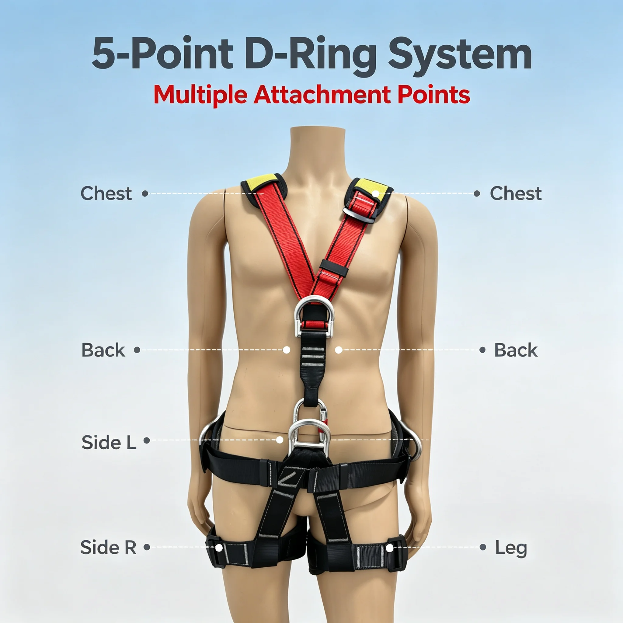 Full-body 5-point Safety Harness Hiking Harness Outdoor Sports Supplies Camping Accessory Safety Harnesses