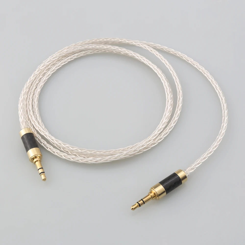 

3.5mm to 3.5mm Stereo Male Plug 8 Cores 6N OCC Copper Silver Plated Upgrade Cable HIFI Audio AUX Cable