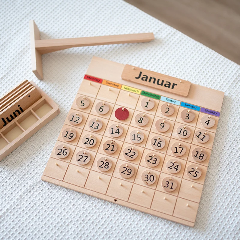 Wooden Kids Calendar Montessori Calendar For Kids To Learn Seasons Months And Days Of The Week Toddler Preschool Educational Toy