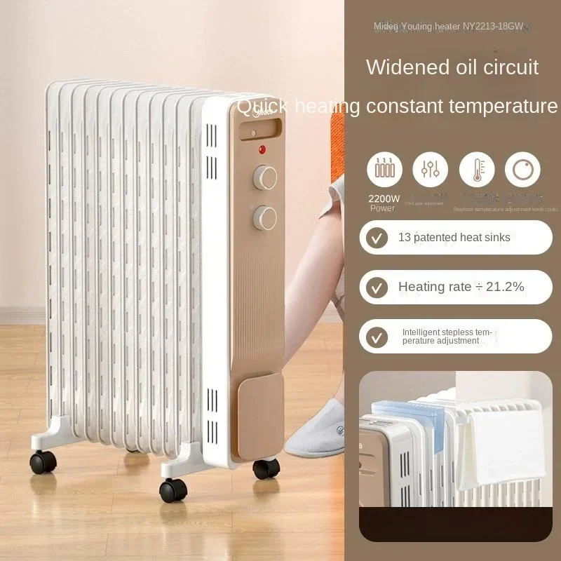 Midea-calentador eléctrico de 220V para uso doméstico, calentador de ahorro de energía, Parrilla de sala de estar, radiador y ventilador de calefacción rápida