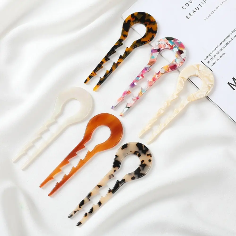 Fashion Design Hair Fork Tortoiseshell Acetate Hair Sticks U-Shaped Headwear Accessories Hair Styling Tools Women Girls