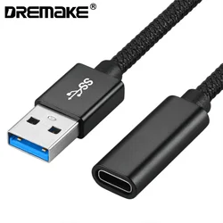 DREMAKE USB C Female to USB 3.0 Male Cable Adapter, Single-Sided 10Gbps GEN 2 USB Type A 3.1 for Phones, PCs