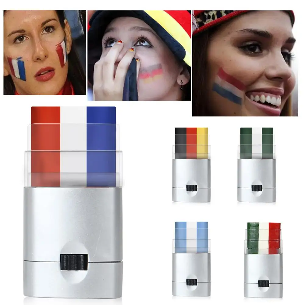 Country Flag Face Paint Stick Body Tattoo Gekleurd Pigment Pen Fluorescerend Krijt Wasbaar Volwassen Kinderfeest Gunsten Make-Up Voetbal