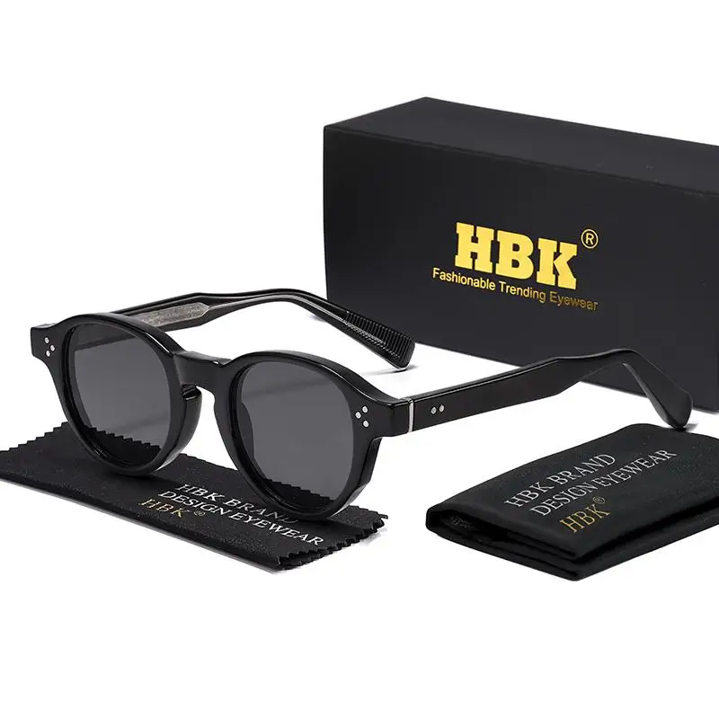 HBK Retro Einfache Herren-Sonnenbrille, runder Kern, Einsatzbein, Luxus-Sonnenbrille, Damen, Outdoor, Party, Urlaub, Reisen, ideale Wahl – Detail 5
