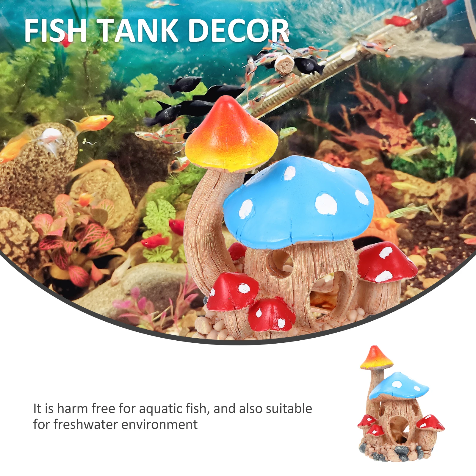 

Mushroom Shelter House Aquarium Decoration Resin Cave Fish Tank Supplies Hideout Unique Shape Eco Friendly Pet Supplies