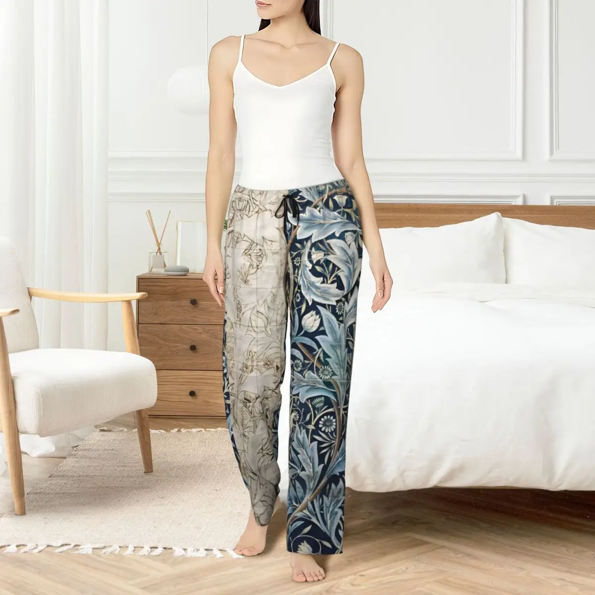 

Custom Print William Morris Pajama Pants Women's Sleep Sleepwear Bottoms with Pockets