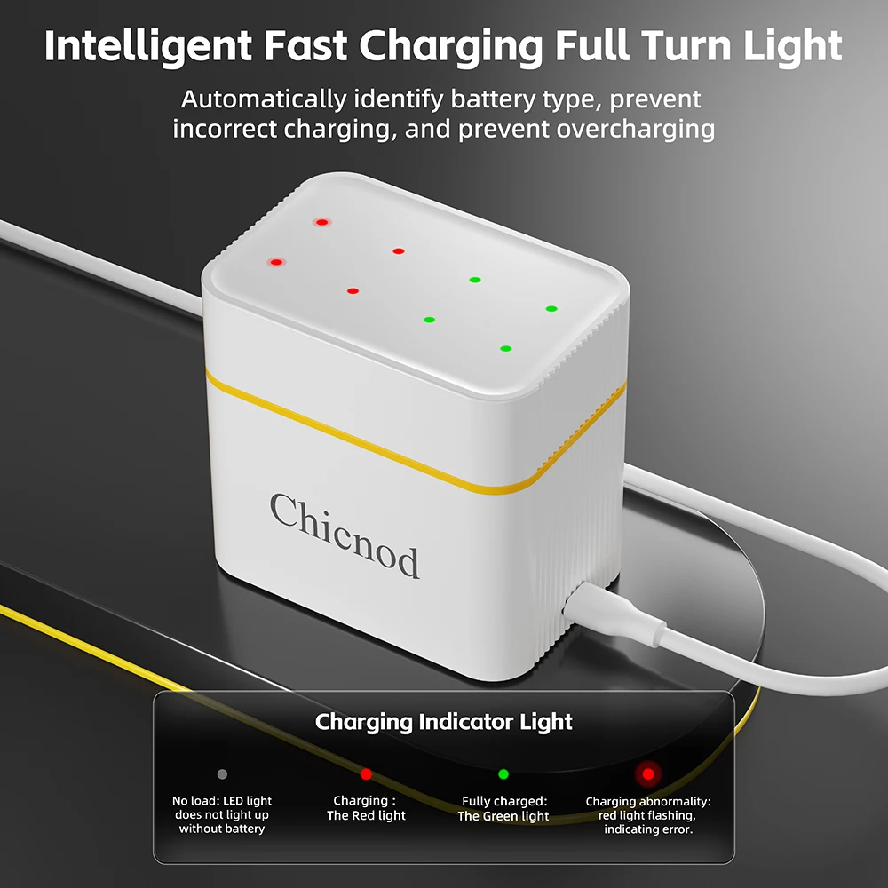 CHICNOD1.5V AA 2800mAh Ni-MH Rechargeable Battery Clock Radio Video Game Digital Camera Battery Intelligent Charging Compartment