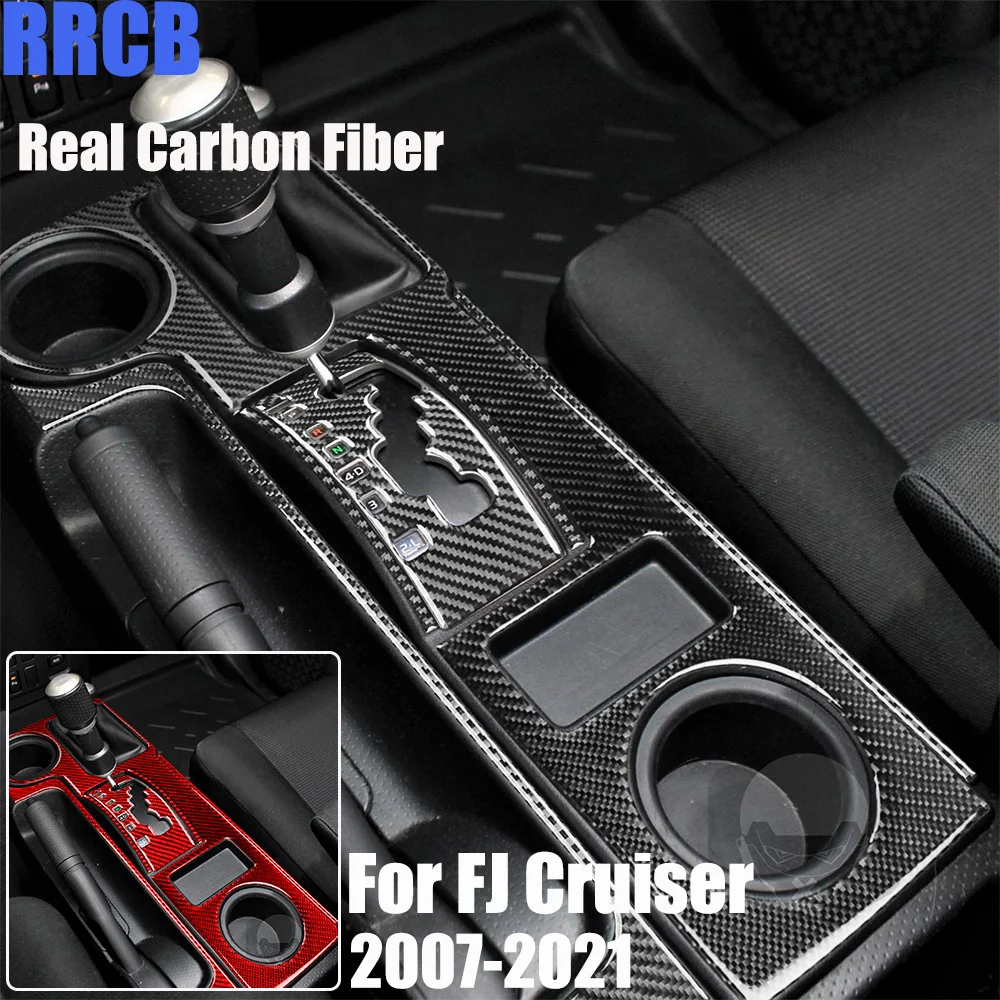 

Real Carbon Fiber Car Accessories Center Gear Surround Set Decorative Trim Cover Soft Sticker For Toyota FJ Cruiser 2007-2021