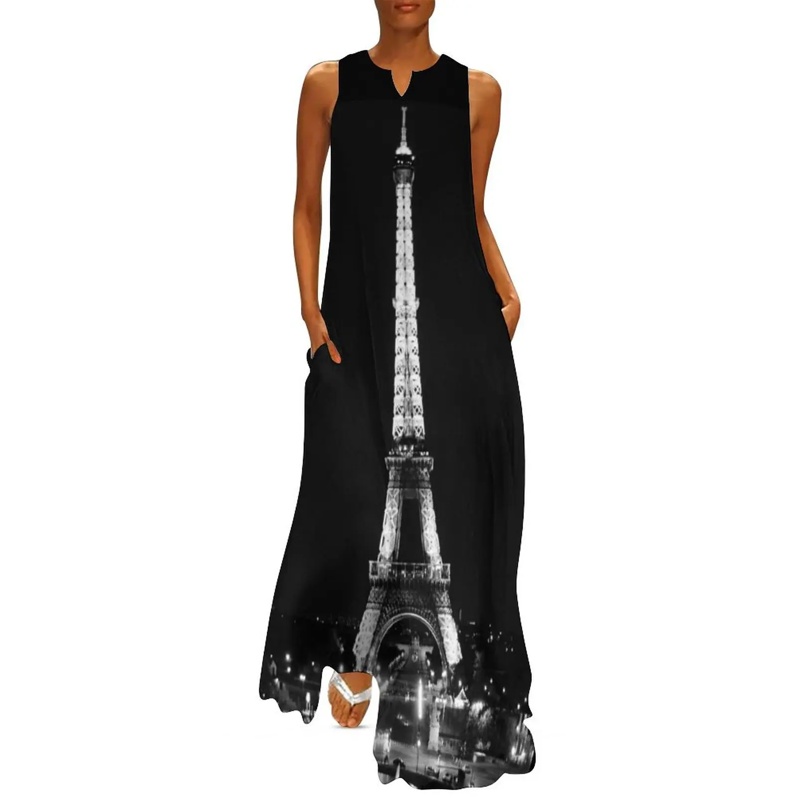 

Eiffel Tower Paris at night black and white Long Dress dress summer dress for women 2025