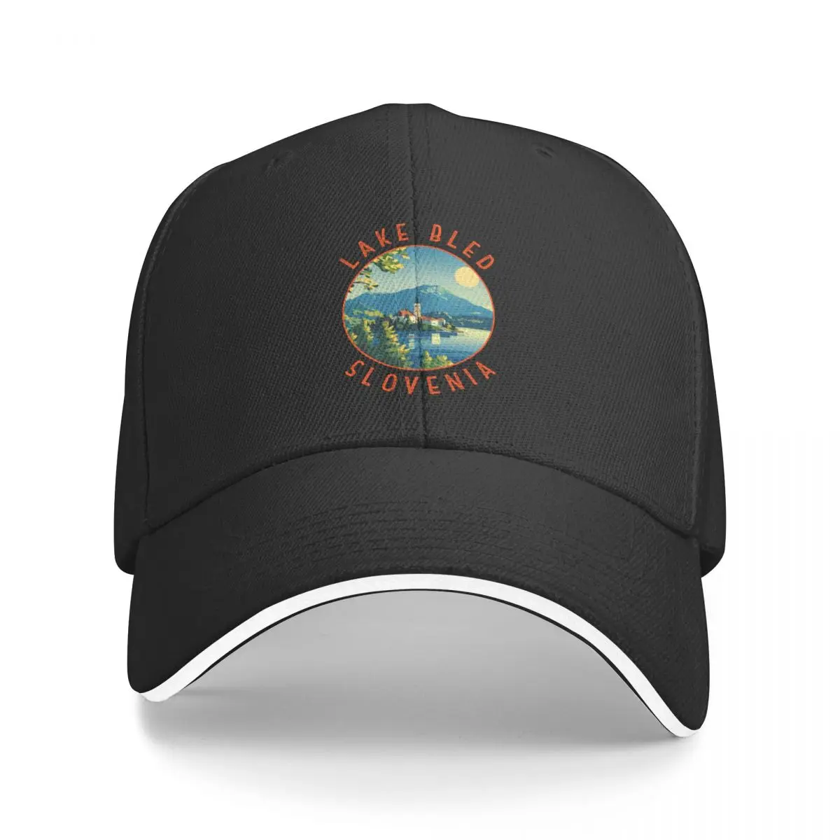 

Lake Bled Slovenia Retro Distressed Circle Baseball Cap Golf Cap Custom Cap Hip Hop Hats For Women Men's